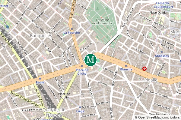 Carte de la station de métro Place de Clichy à Paris