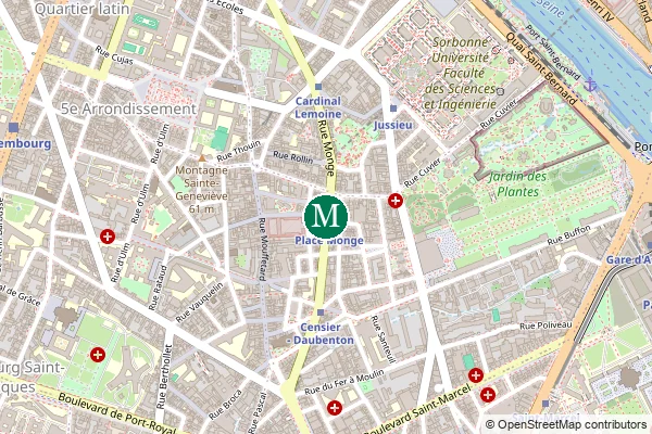 Carte de la station de métro Place Monge à Paris