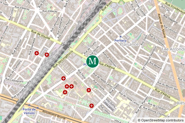 Carte de la station de métro Plaisance à Paris
