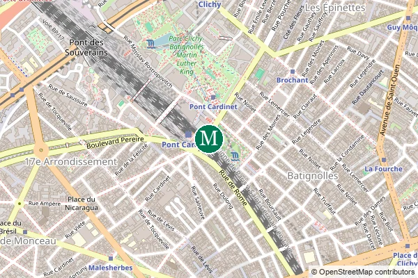 Carte de la station de métro Pont Cardinet à Paris