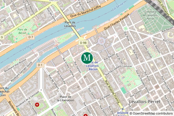 Carte de la station de métro Pont de Levallois - Bécon à Paris