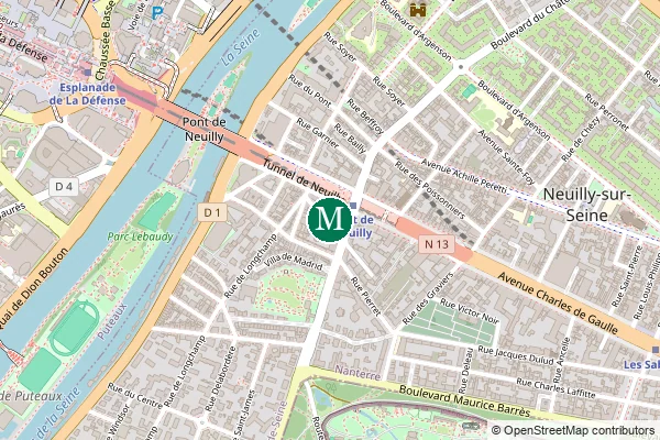 Carte de la station de métro Pont de Neuilly à Paris