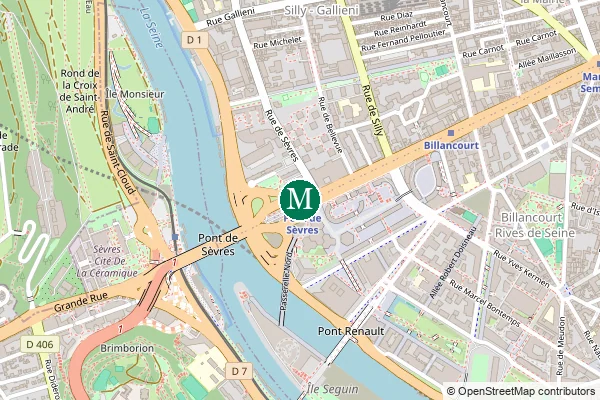Carte de la station de métro Pont de Sèvres à Paris