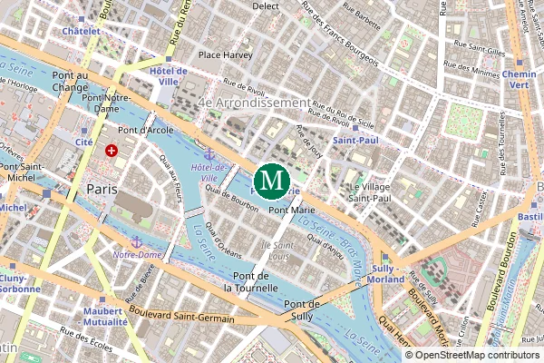Carte de la station de métro Pont Marie à Paris
