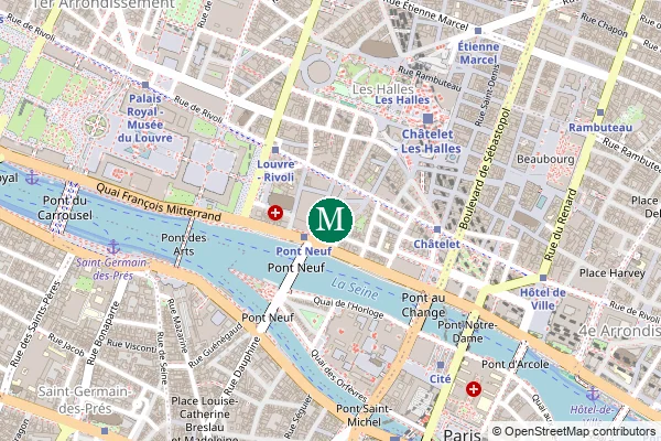 Carte de la station de métro Pont Neuf à Paris