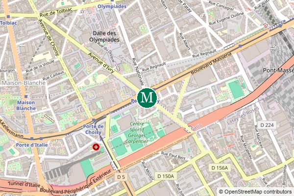 Carte de la station de métro Porte d'Ivry à Paris