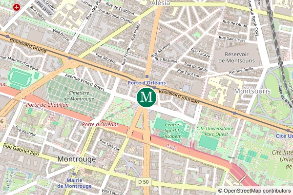 Carte de la station de métro Porte d'Orléans à Paris