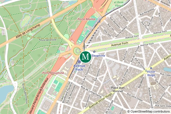 Carte de la station de métro Porte Dauphine à Paris
