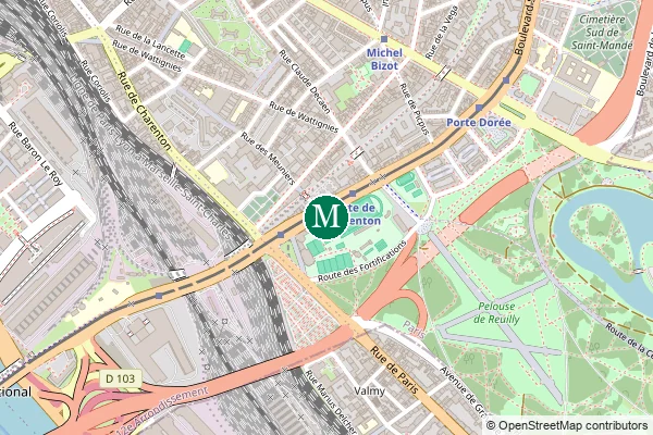 Carte de la station de métro Porte de Charenton à Paris
