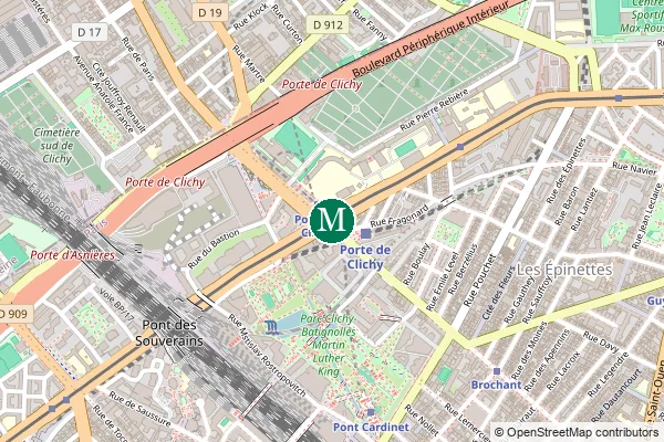 Carte de la station de métro Porte de Clichy à Paris