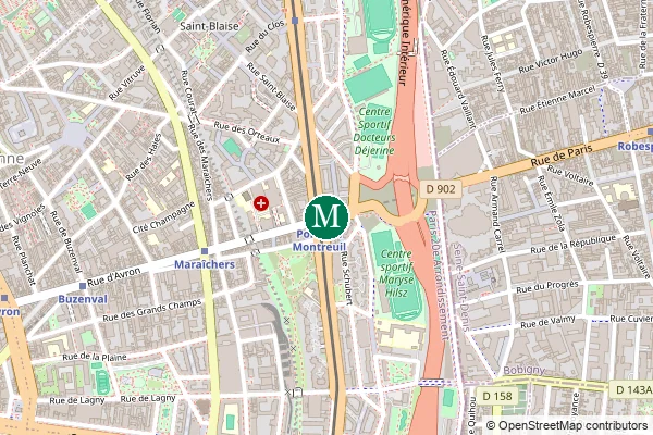 Carte de la station de métro Porte de Montreuil à Paris