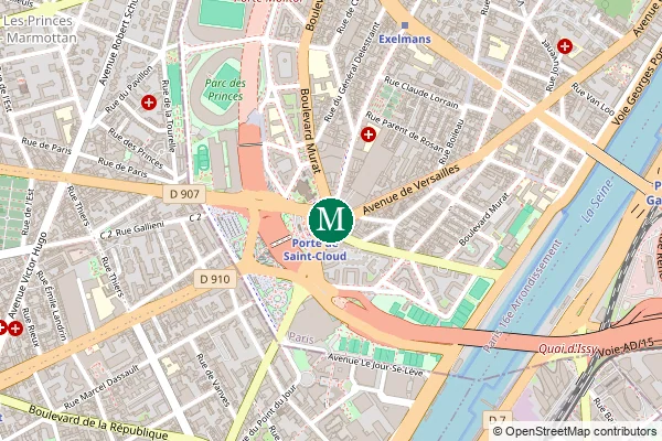 Carte de la station de métro Porte de Saint-Cloud à Paris