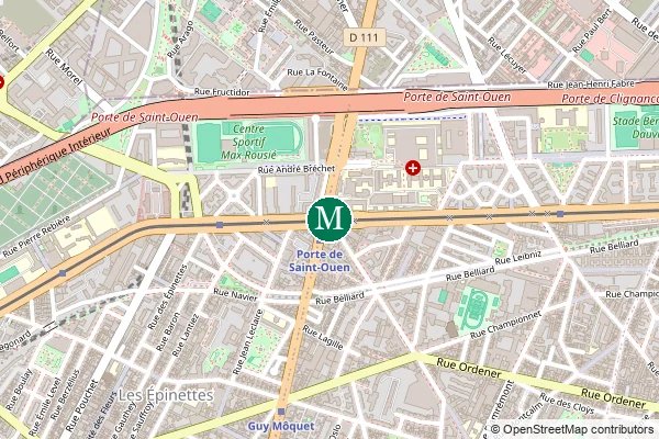 Carte de la station de métro Porte de Saint-Ouen à Paris