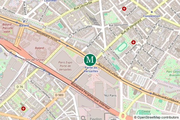 Carte de la station de métro Porte de Versailles à Paris