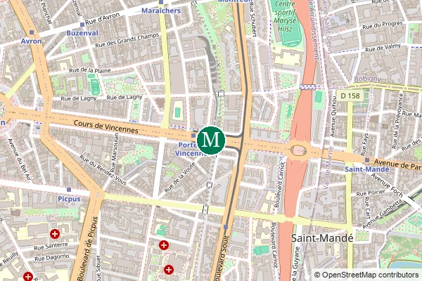 Carte de la station de métro Porte de Vincennes à Paris