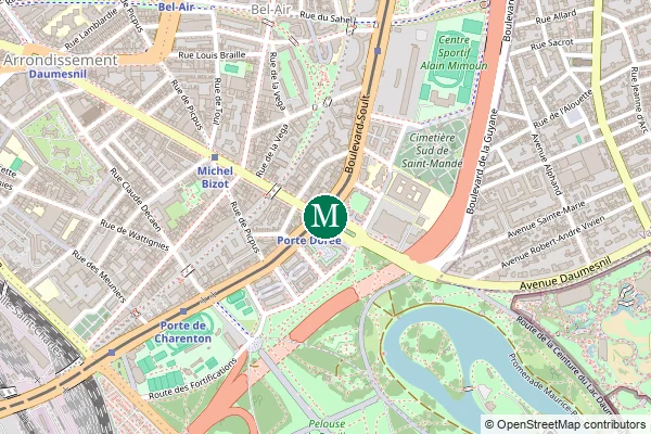 Carte de la station de métro Porte Dorée à Paris