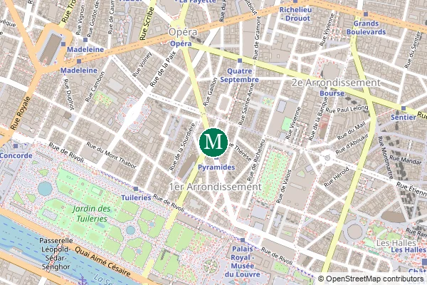 Carte de la station de métro Pyramides à Paris