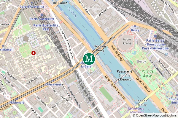 Carte de la station de métro Quai de la Gare à Paris