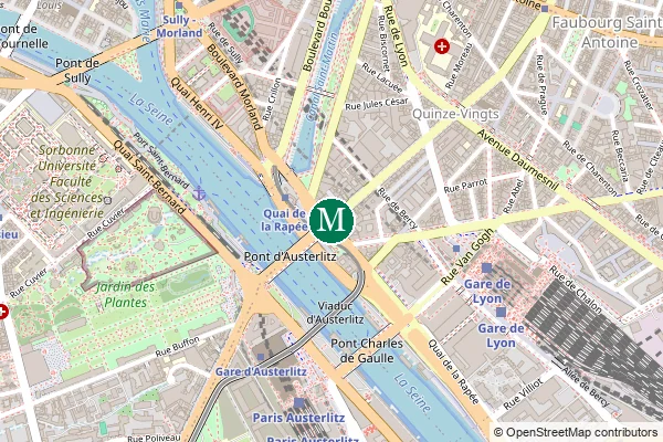 Carte de la station de métro Quai de la Rapée à Paris