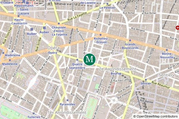 Carte de la station de métro Quatre Septembre à Paris