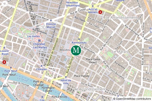 Carte de la station de métro Rambuteau à Paris