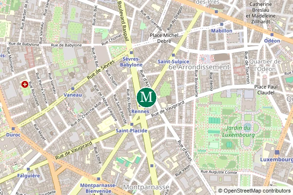 Carte de la station de métro Rennes à Paris