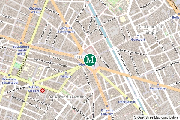 Carte de la station de métro République à Paris