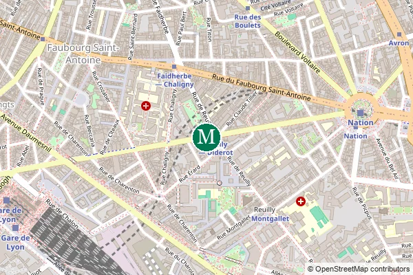 Carte de la station de métro Reuilly - Diderot à Paris