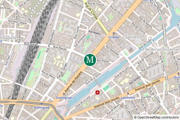 Carte de la station de métro Riquet à Paris