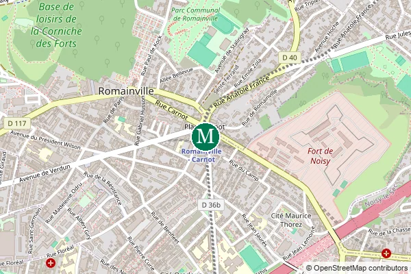 Carte de la station de métro Romainville - Carnot à Paris