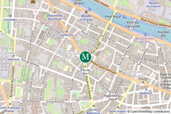 Carte de la station de métro Rue du Bac à Paris