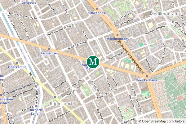 Carte de la station de métro Rue Saint-Maur à Paris