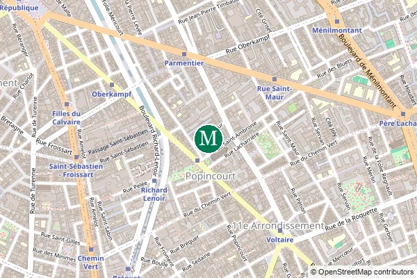 Carte de la station de métro Saint-Ambroise à Paris