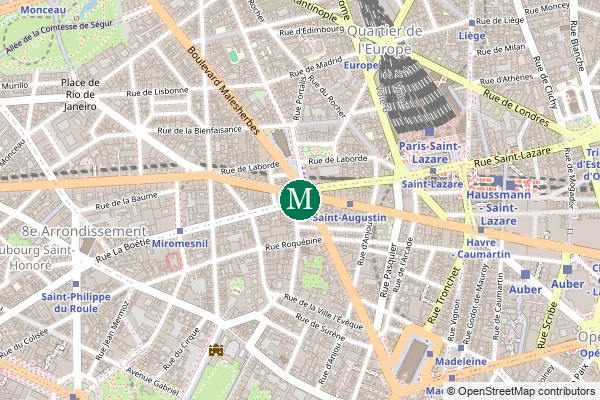 Carte de la station de métro Saint-Augustin à Paris