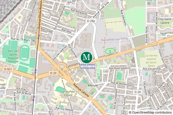Carte de la station de métro Saint-Denis - Université à Paris
