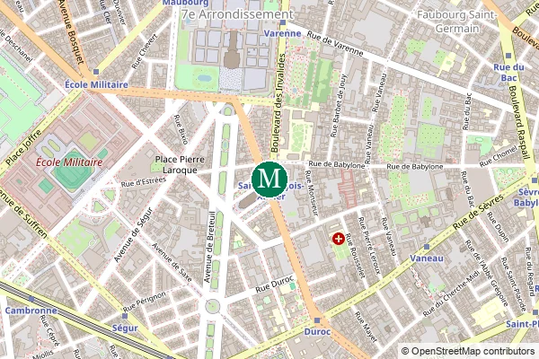 Carte de la station de métro Saint-François-Xavier à Paris