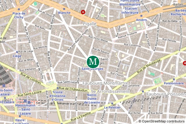 Carte de la station de métro Saint-Georges à Paris