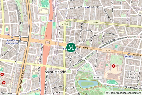Carte de la station de métro Saint-Mandé à Paris