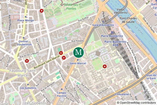 Carte de la station de métro Saint-Marcel à Paris