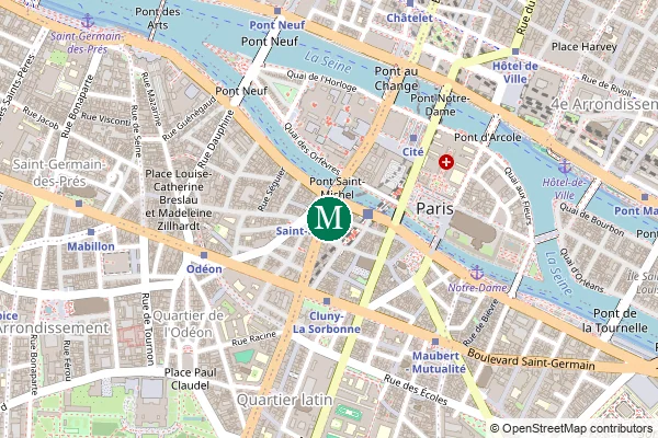 Carte de la station de métro Saint-Michel à Paris