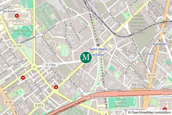Carte de la station de métro Saint-Ouen à Paris