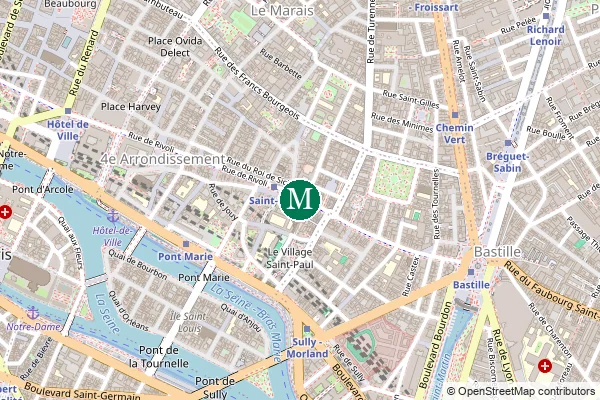 Carte de la station de métro Saint-Paul à Paris