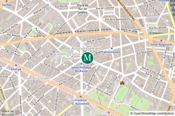 Carte de la station de métro Saint-Philippe-du-Roule à Paris