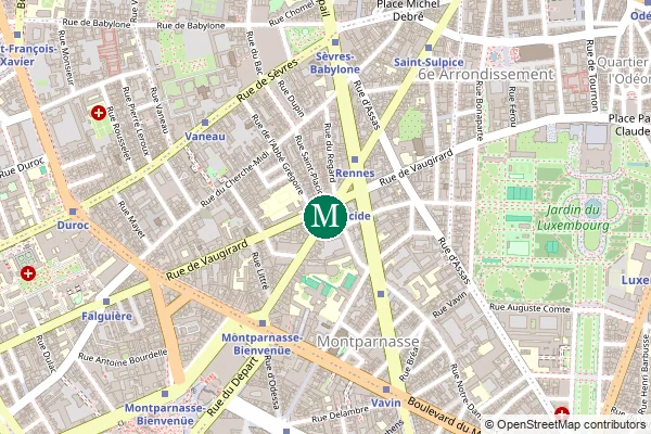 Carte de la station de métro Saint-Placide à Paris