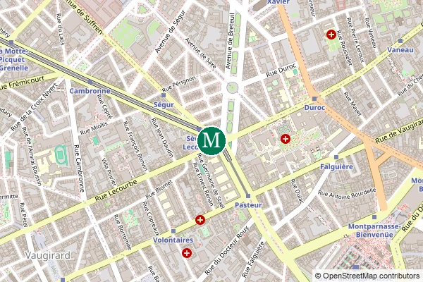 Carte de la station de métro Sèvres-Lecourbe à Paris