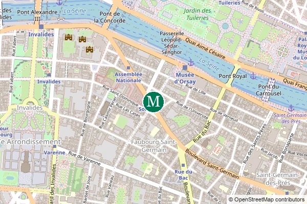Carte de la station de métro Solférino à Paris