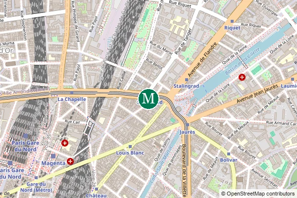 Carte de la station de métro Stalingrad à Paris