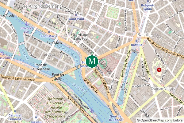 Carte de la station de métro Sully - Morland à Paris