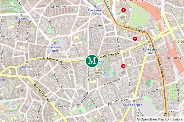 Carte de la station de métro Télégraphe à Paris