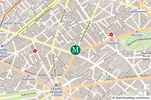 Carte de la station de métro Ternes à Paris